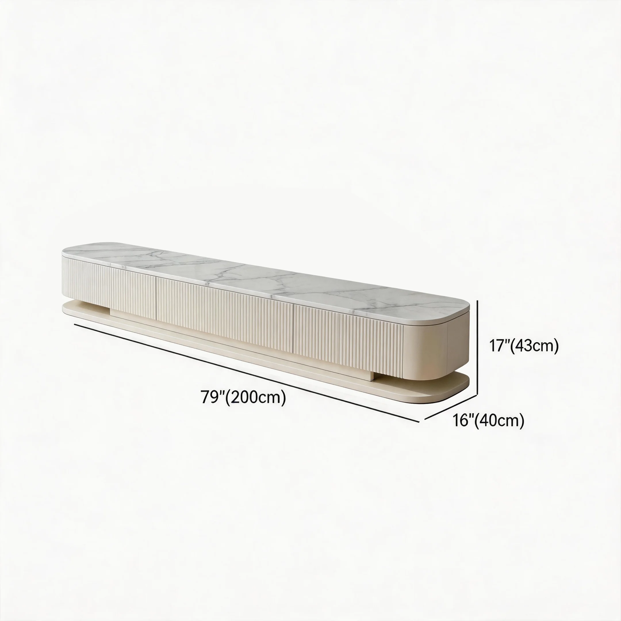 79" White Modern Wood Long Fluted TV Stand with Drawers #size | homeyfad