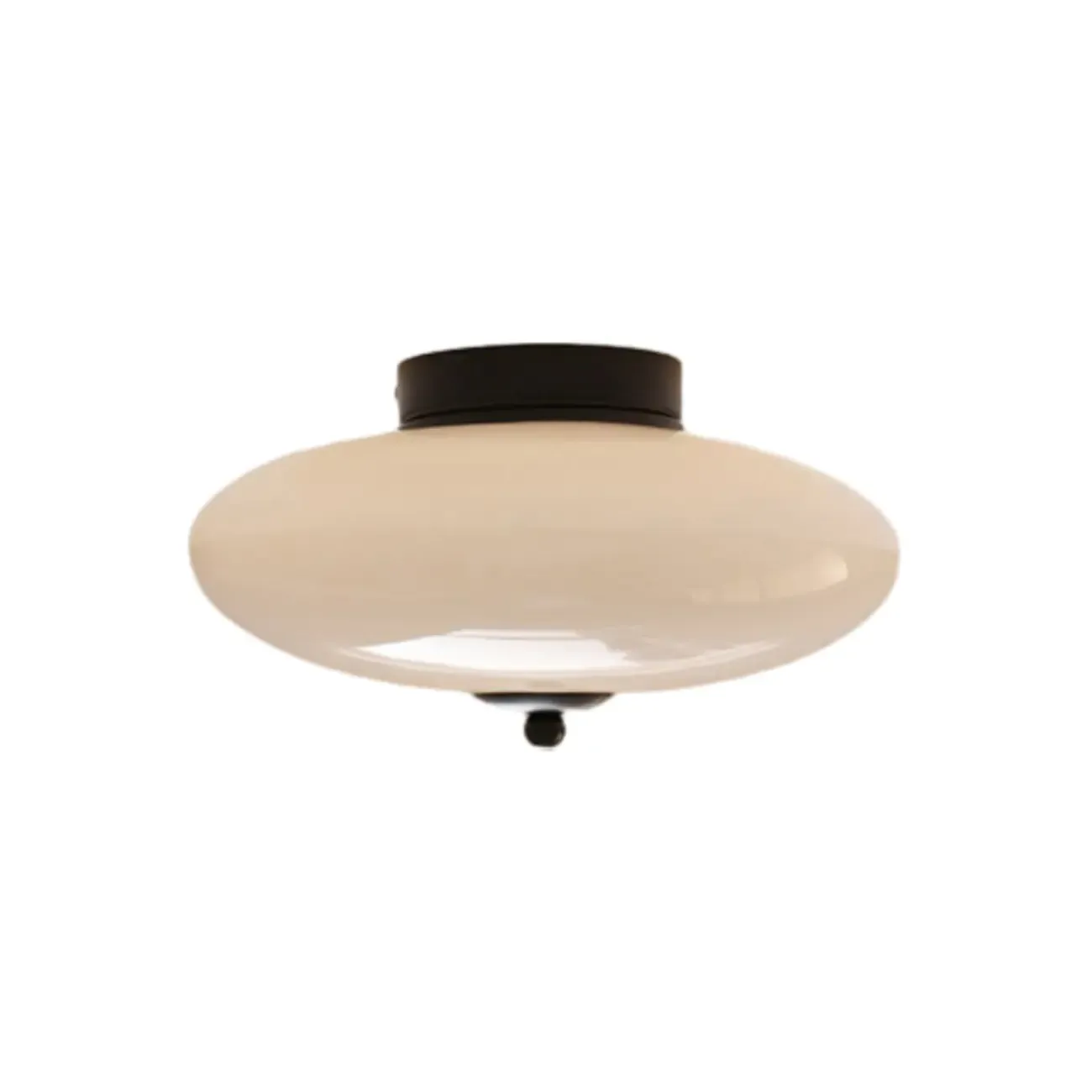 White Drum Glass Semi Flush Ceiling Light 3-Gear Dimming Image - 5