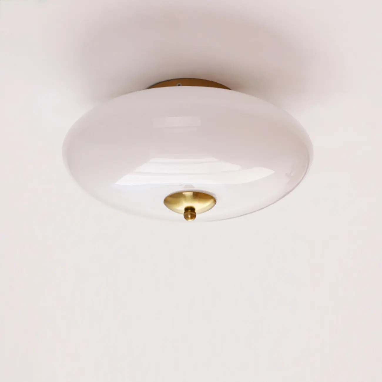 White Drum Glass Semi Flush Ceiling Light 3-Gear Dimming Image - 6 | homeyfad