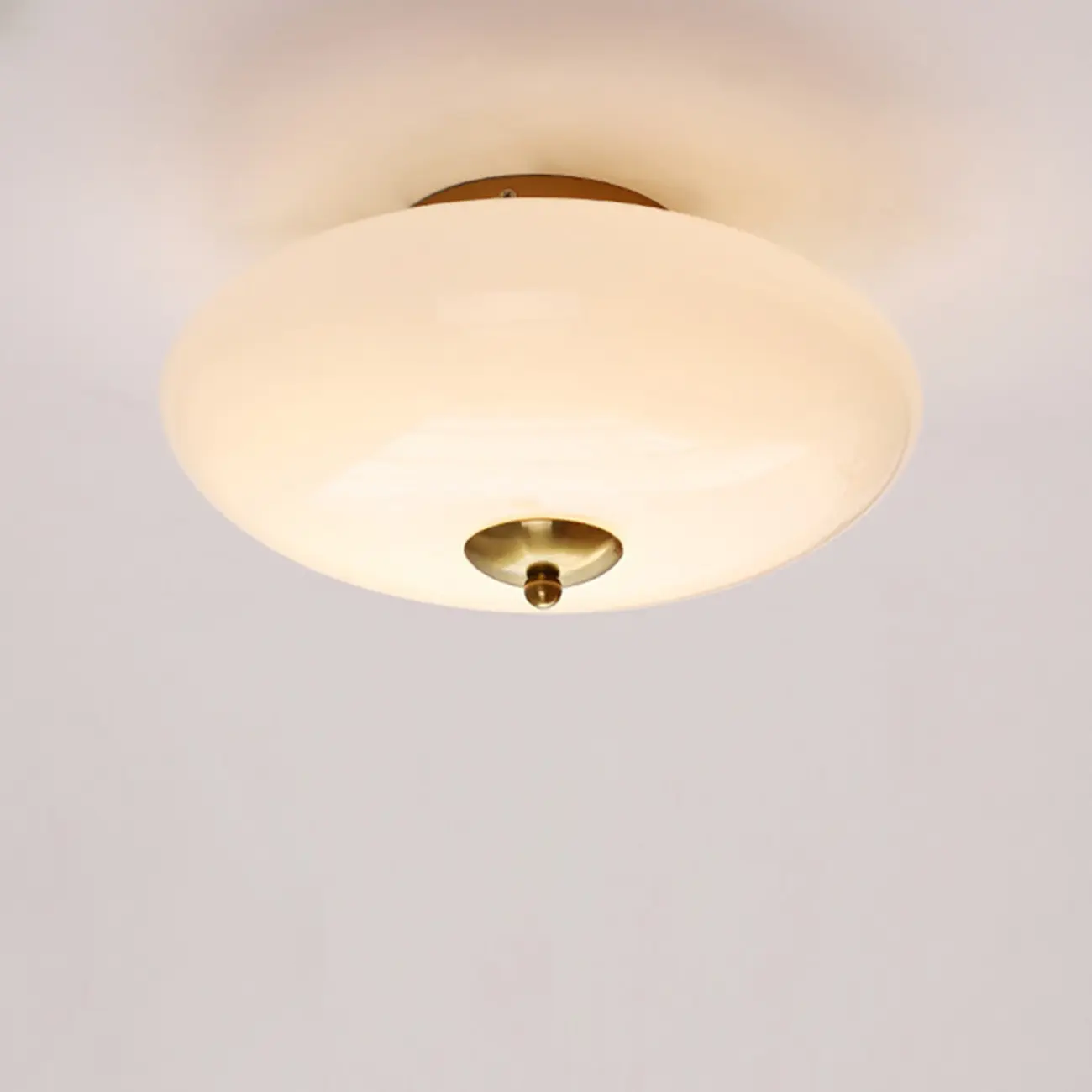 White Drum Glass Semi Flush Ceiling Light 3-Gear Dimming Image - 8 | homeyfad
