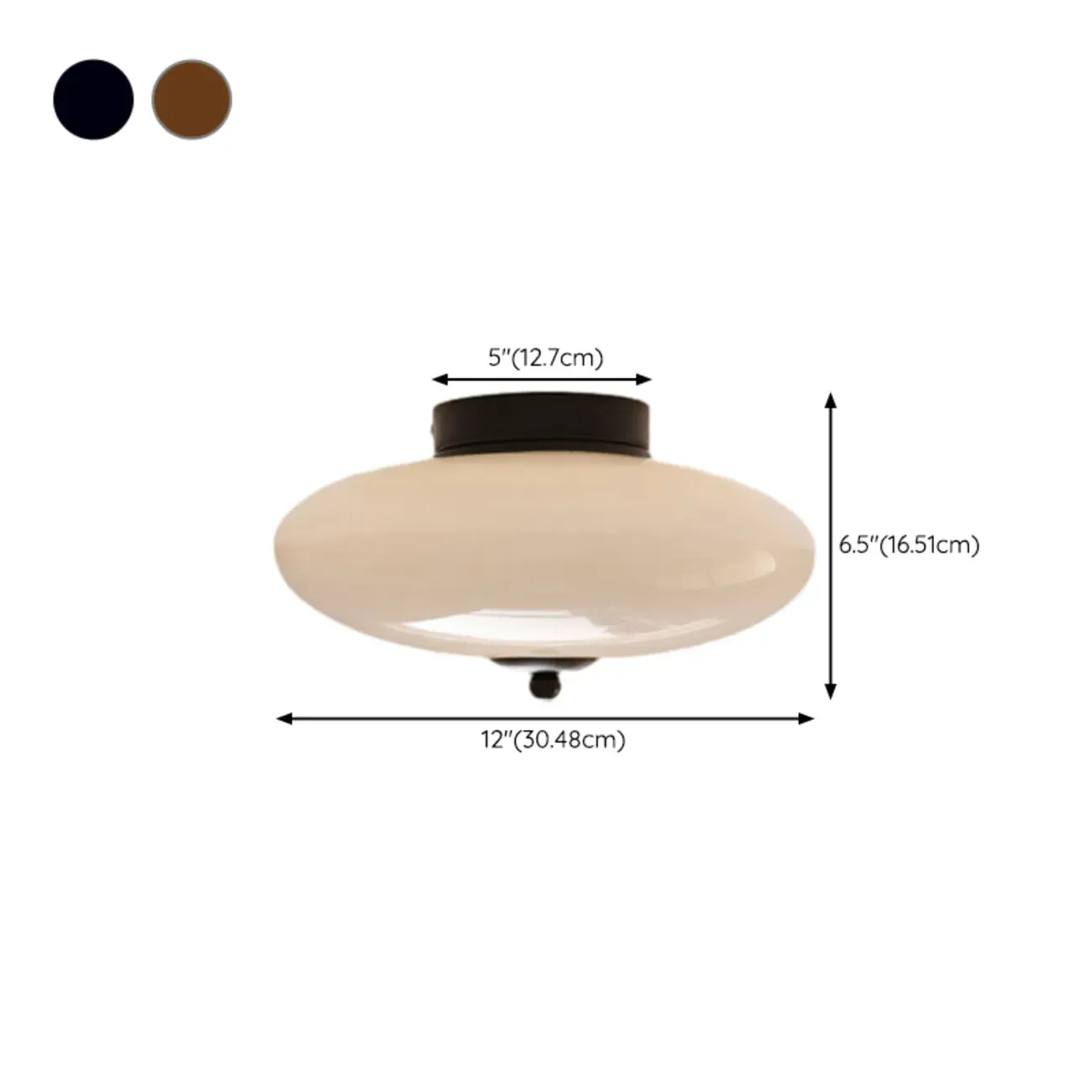 White Drum Glass Semi Flush Ceiling Light 3-Gear Dimming #size