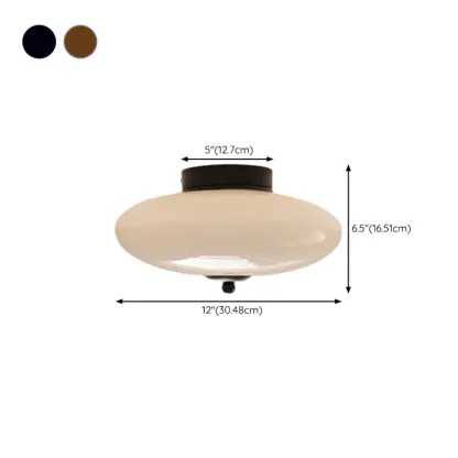 White Drum Glass Semi Flush Ceiling Light 3-Gear Dimming #size