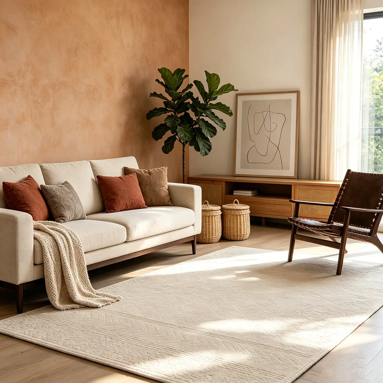 Minimalist Rectangle Skin-friendly Geometric Textured Area Rug Image - 2 | homeyfad