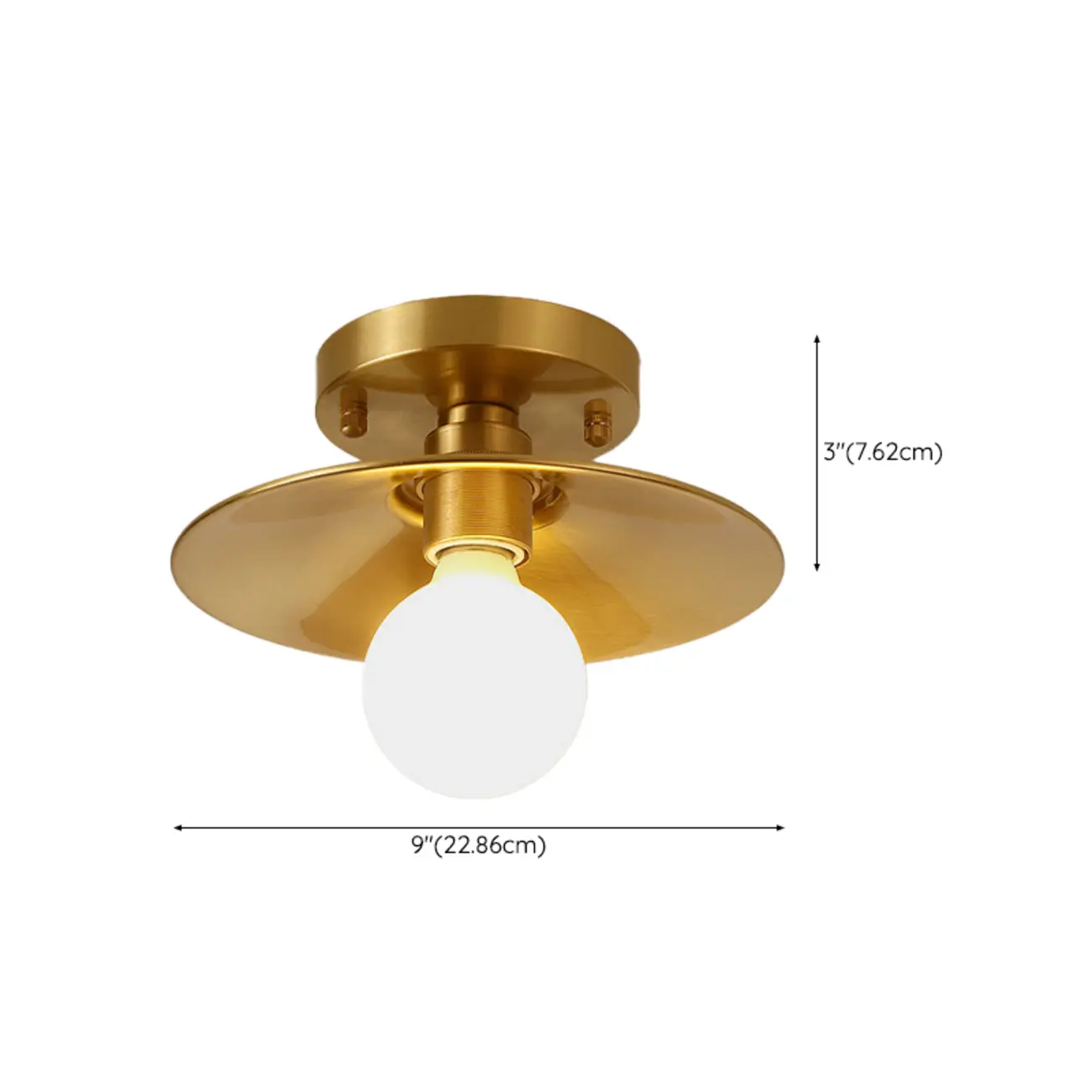 Gold Cone Metal Modern Semi Flush Ceiling Light #size