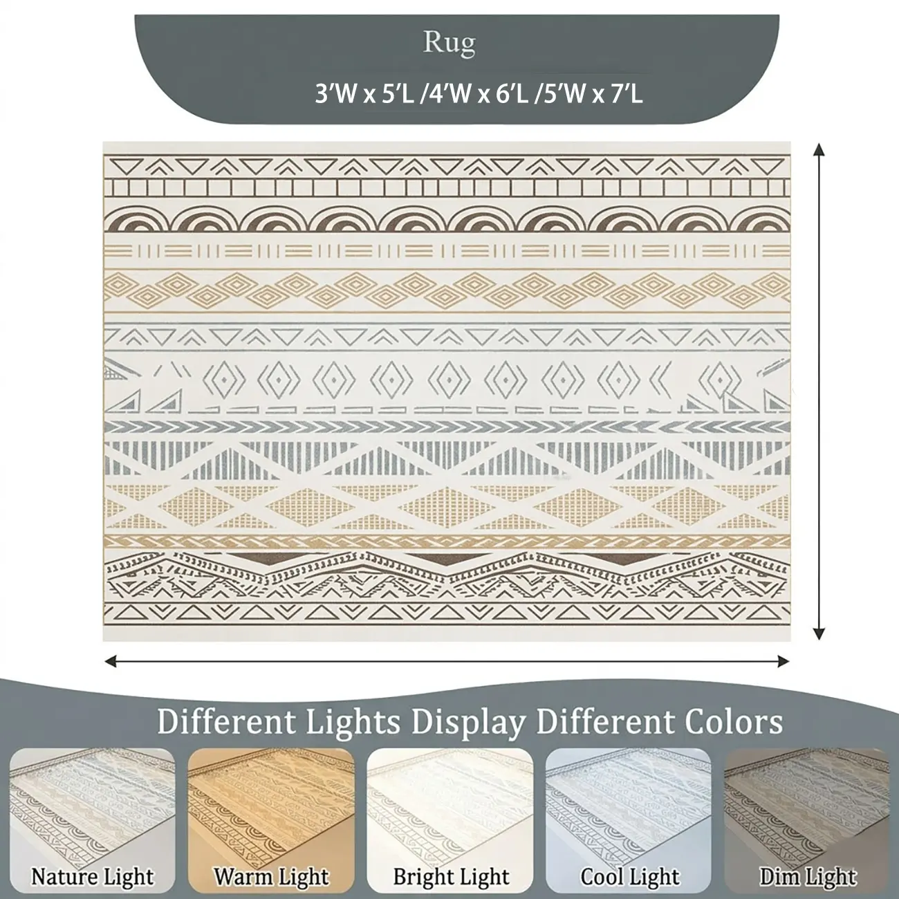 Geometric Modern Machine Washable Area Rug With Non-slip Backing #size | homeyfad
