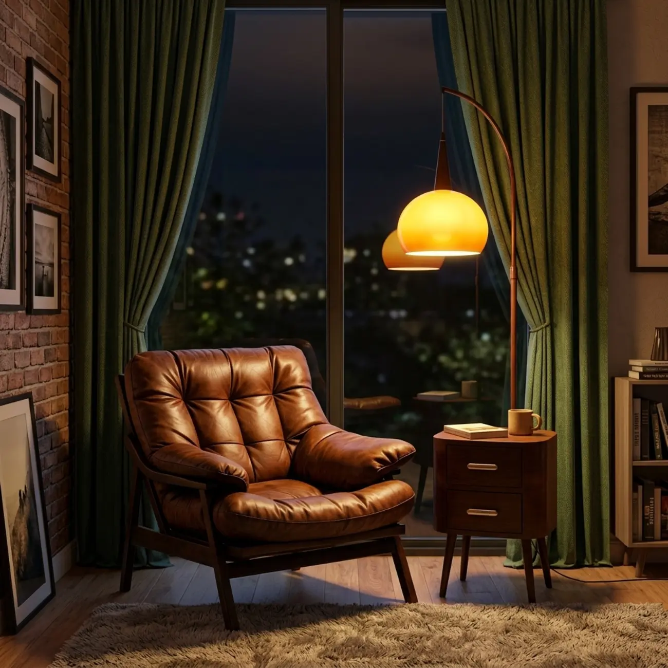 Mid-Century Modern Tufted Backrest Leather Accent Chair Image - 2 | homeyfad