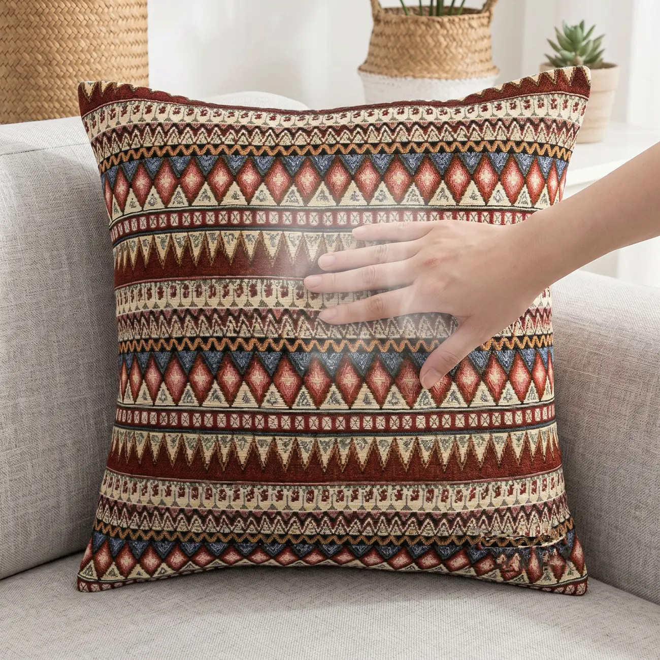 Bohemian Geometric Square Decorative Throw Pillow for Couch Image - 7 | homeyfad