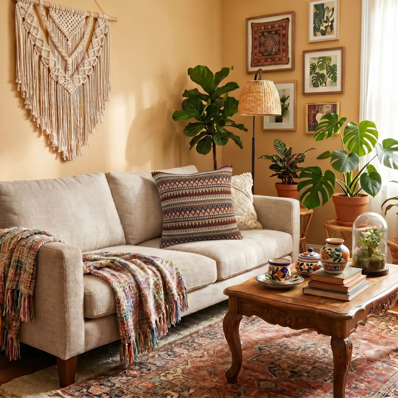 Bohemian Geometric Square Decorative Throw Pillow for Couch Image - 5 | homeyfad