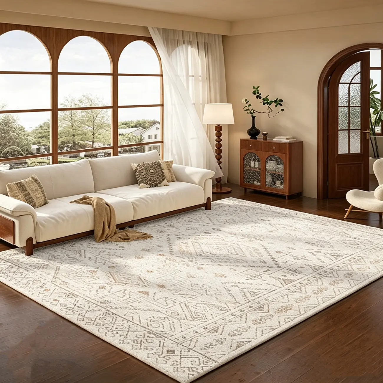 Modern Boho Faux Sherpa Machine Washable Rectangle Area Rug Image - 16 | homeyfad