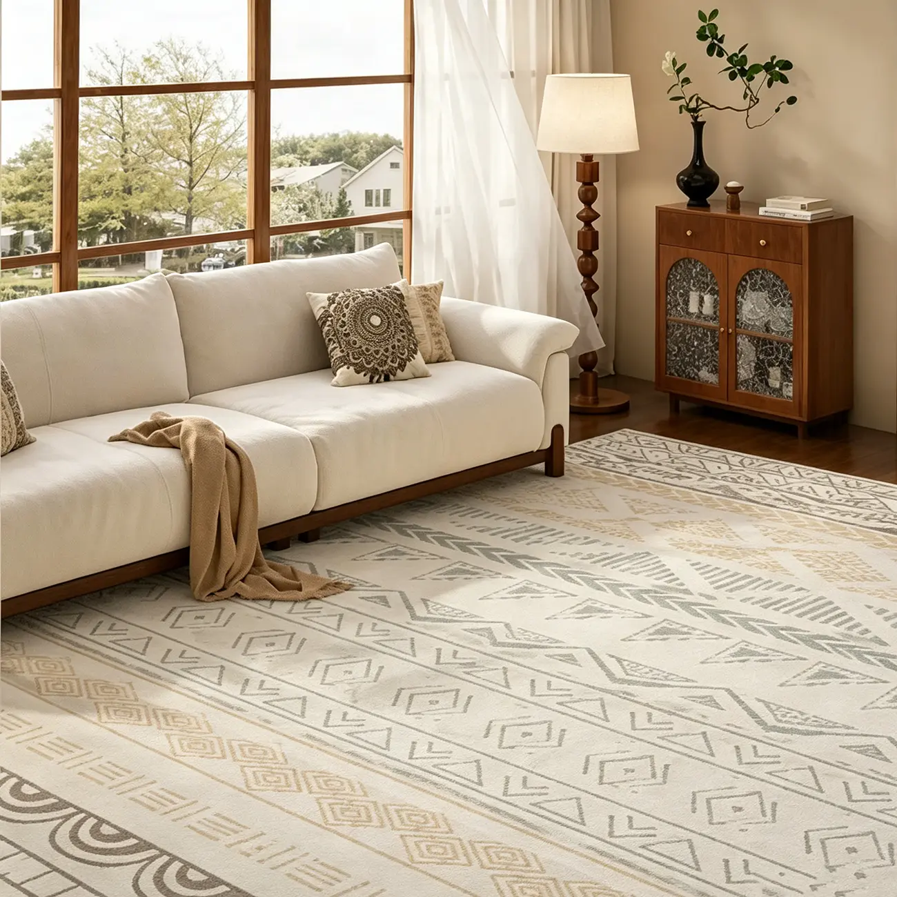 Geometric Modern Machine Washable Area Rug With Non-slip Backing Image - 2 | homeyfad