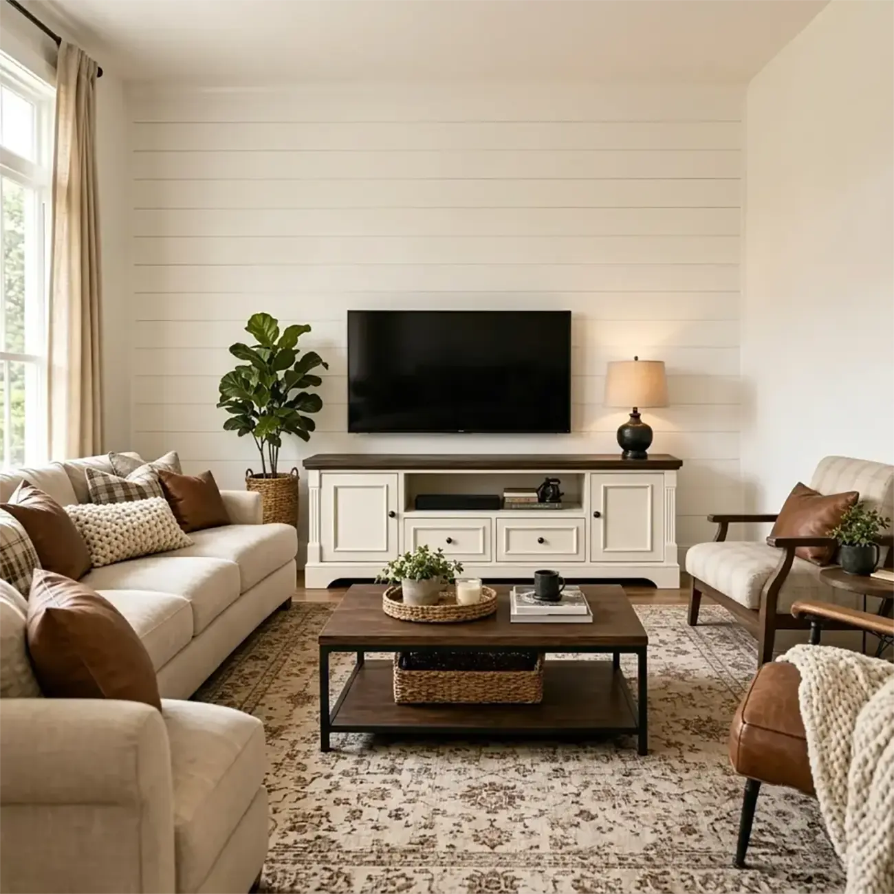 Two-tone Farmhouse Fully Assembled Tv Stand With Arched Plinth Base Image - 3 | homeyfad