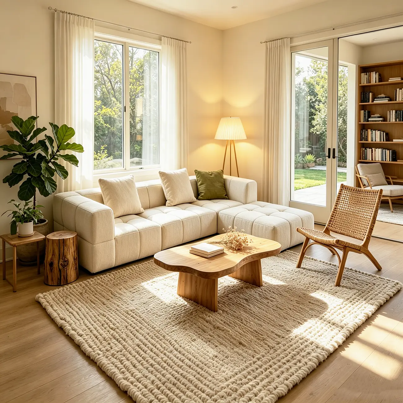 Cream White 107" Modern Living Room Sectional L-shaped Chenille Sofa Image - 4 | homeyfad