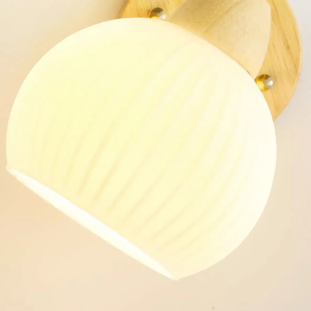 Modern Wood Grain Wall Light with Chalk Glass Shade Image - 9