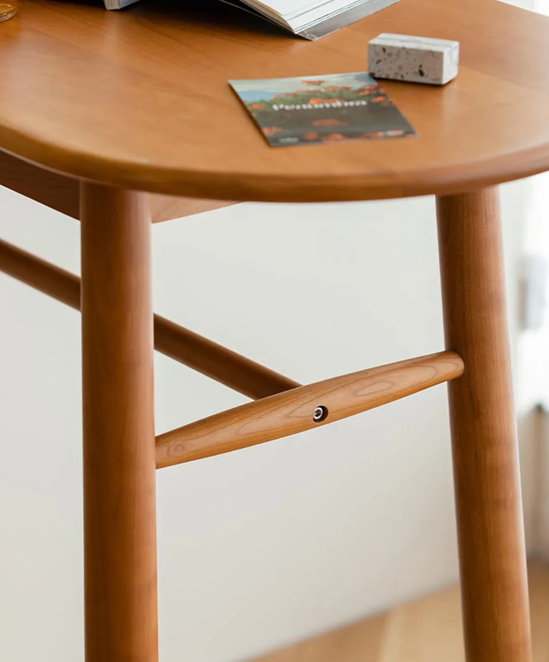 Mid-century Modern 43" Oval Solid Rubberwood Bar Table For Small Spaces Image - 9 | homeyfad