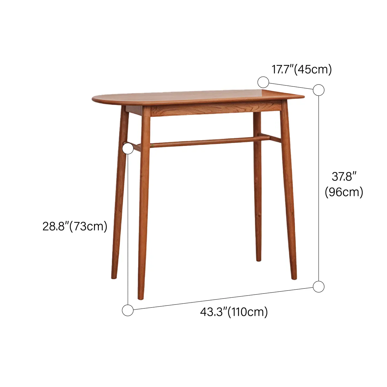 Mid-century Modern 43" Oval Solid Rubberwood Bar Table For Small Spaces #size | homeyfad