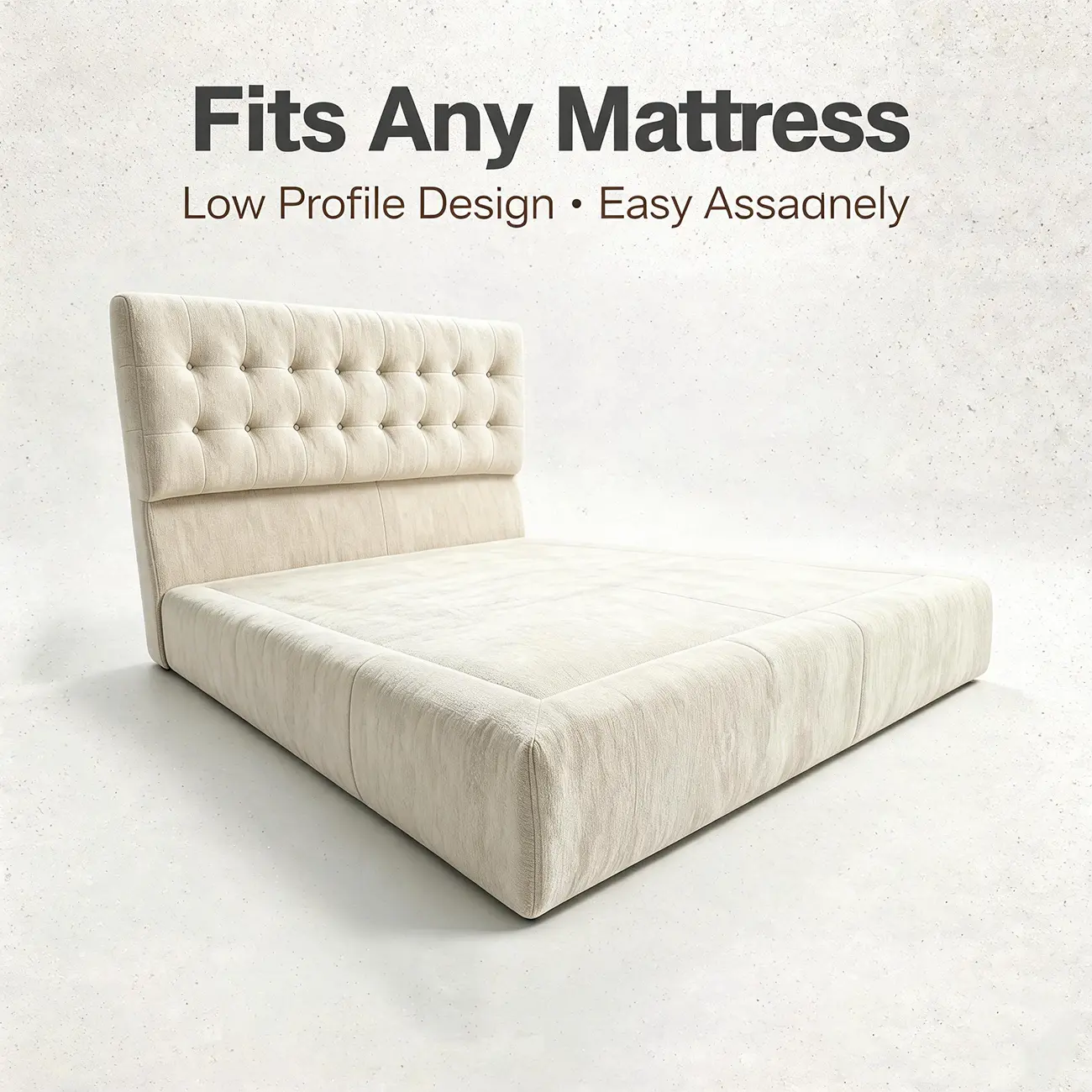 Zero Assembly Modern Tufted Chenille Upholstered Boneless Bed Image - 8 | homeyfad