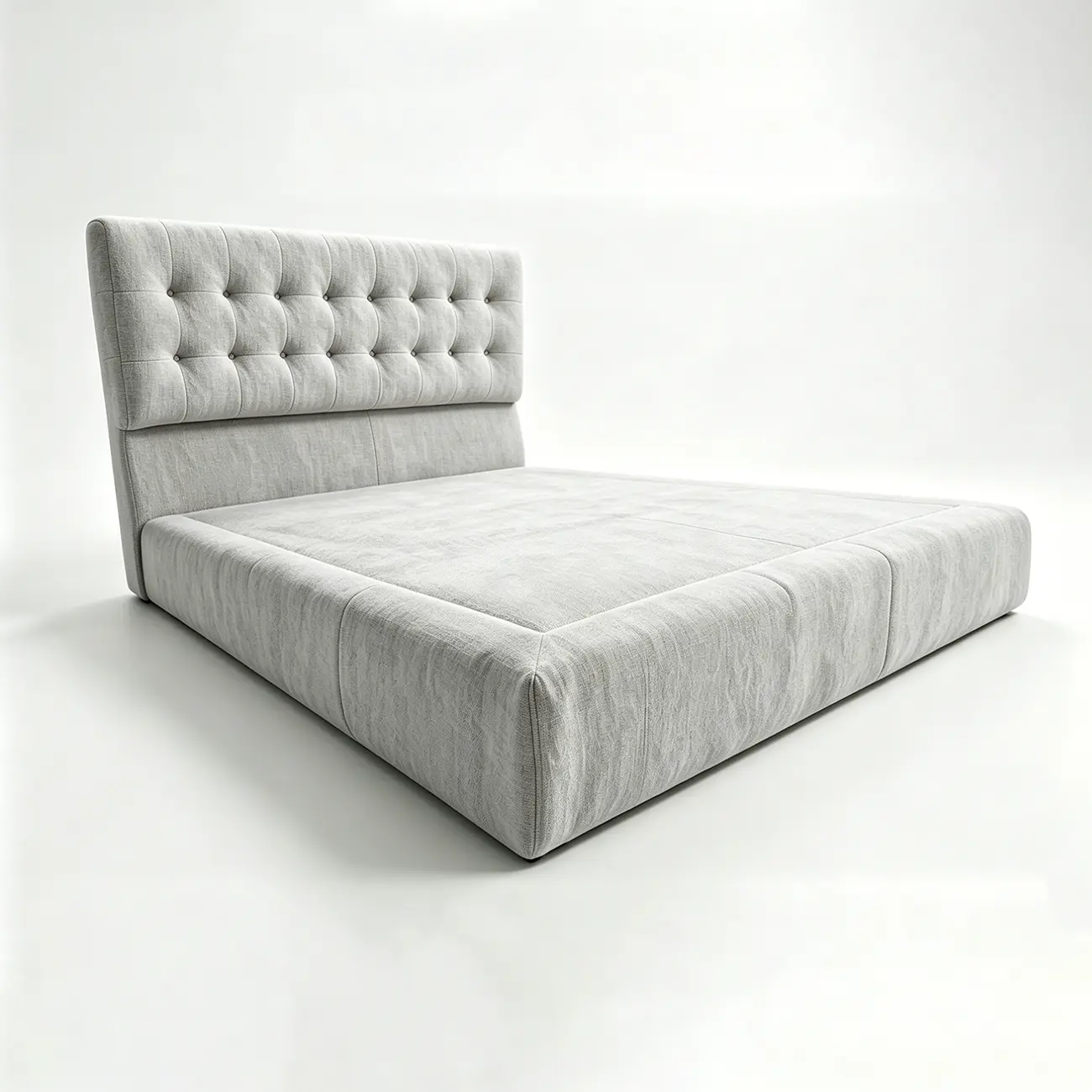 Zero Assembly Modern Tufted Chenille Upholstered Boneless Bed Image - 9 | homeyfad