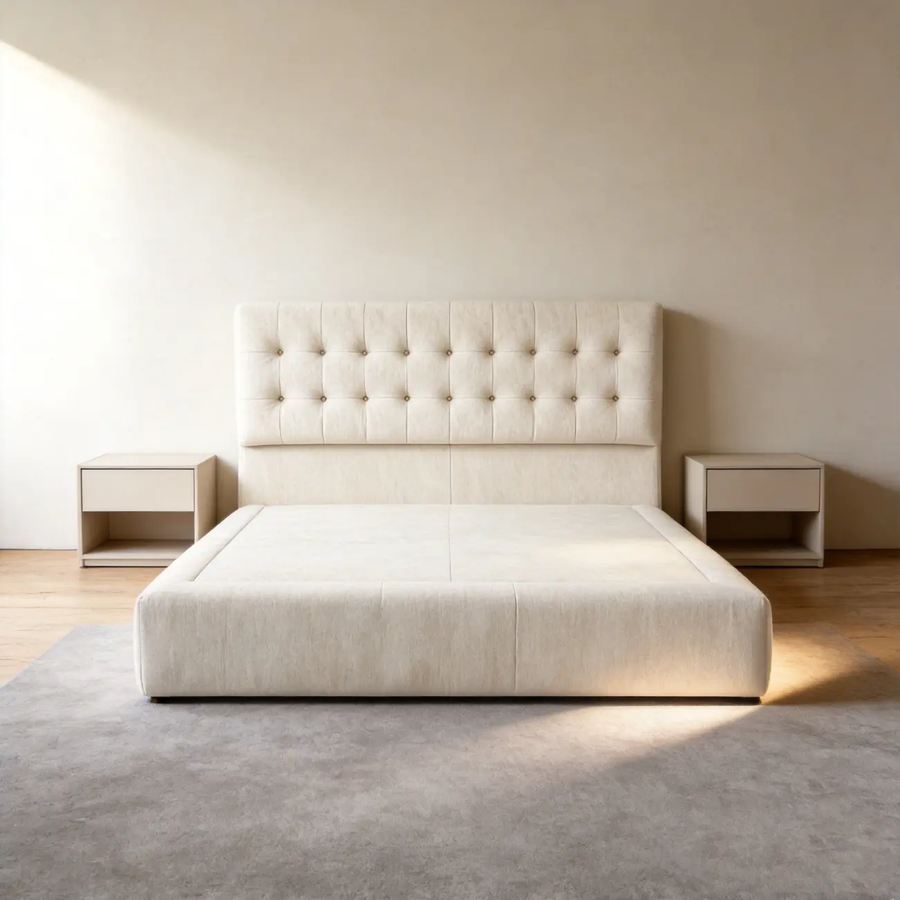 Zero Assembly Modern Tufted Chenille Upholstered Boneless Bed Image - 10 | homeyfad