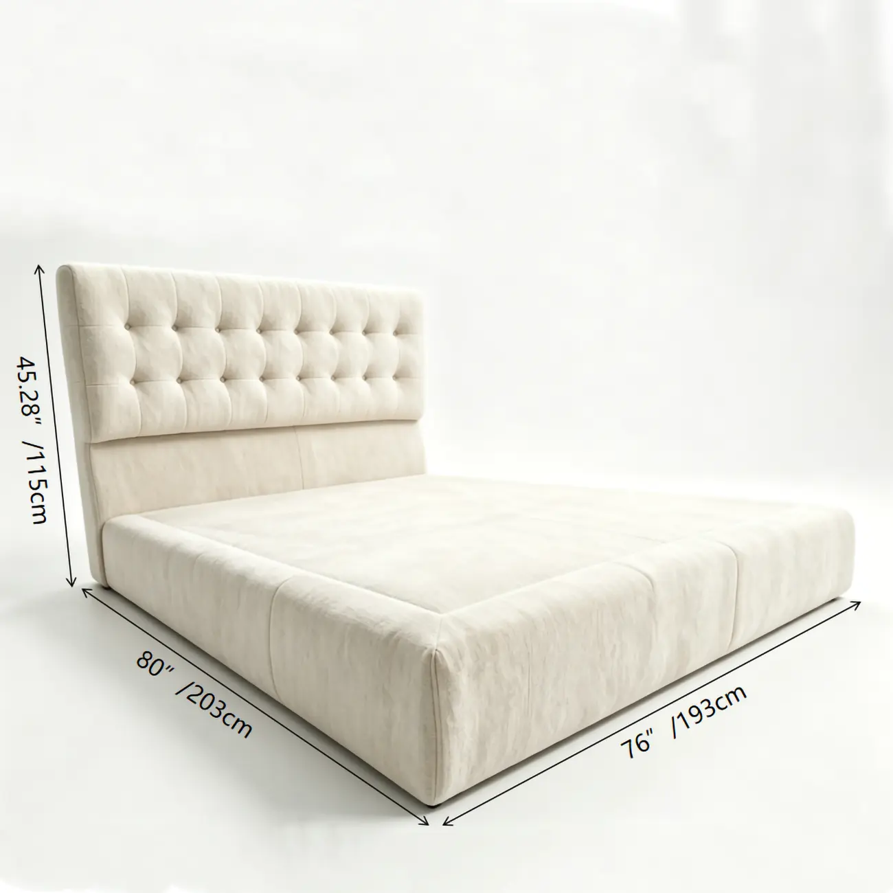 Zero Assembly Modern Tufted Chenille Upholstered Boneless Bed Image - 12 | homeyfad
