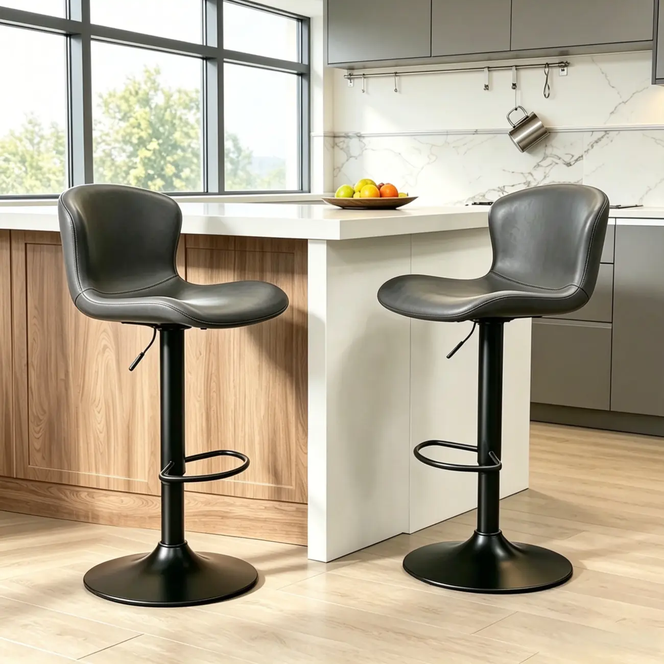 Industrial Waterproof Pu Leather Adjustable Swivel Bar Stool Image - 4 | homeyfad