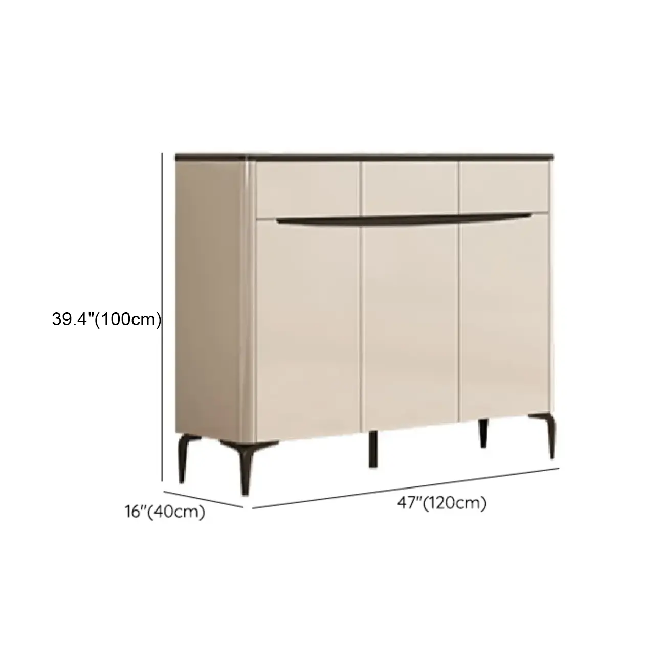 Khaki Wood Entryway Shoe Cabinet Sintered Stone Top Image - 14 | homeyfad
