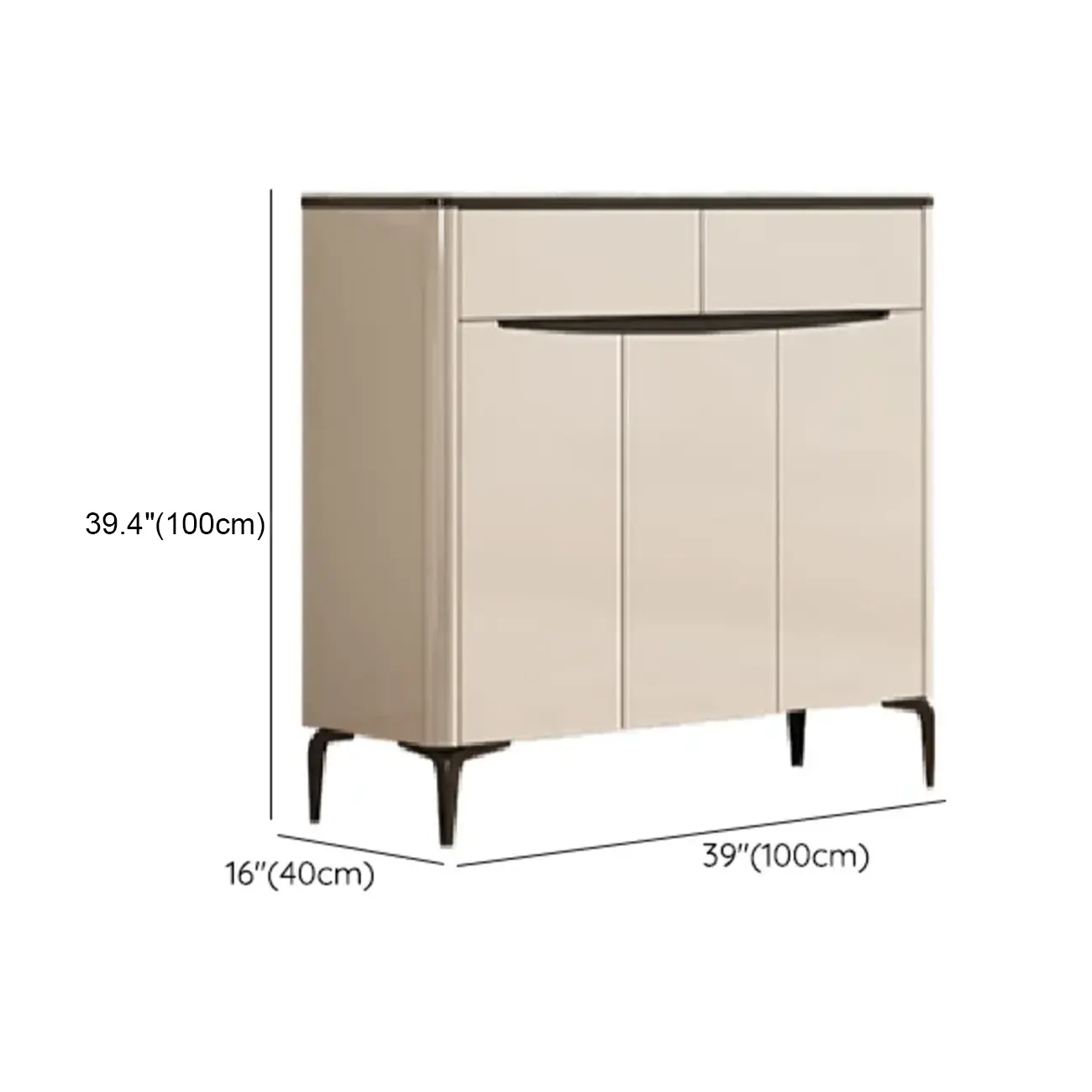 Khaki Wood Entryway Shoe Cabinet Sintered Stone Top Image - 13 | homeyfad