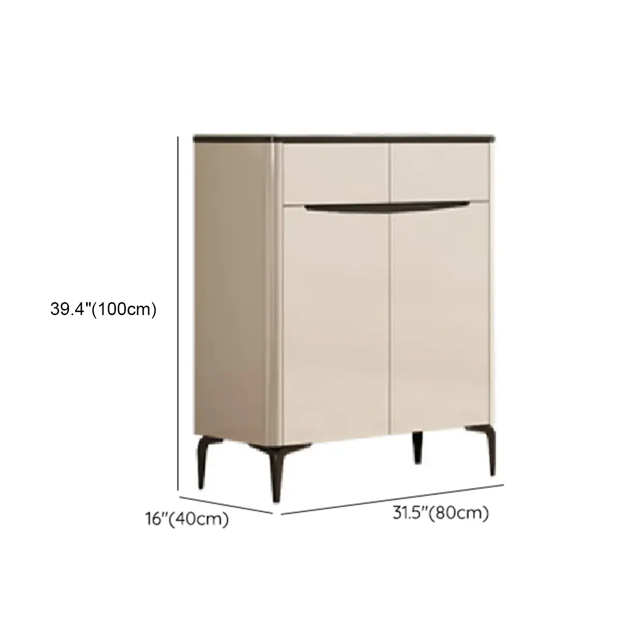 Khaki Wood Entryway Shoe Cabinet Sintered Stone Top #size | homeyfad