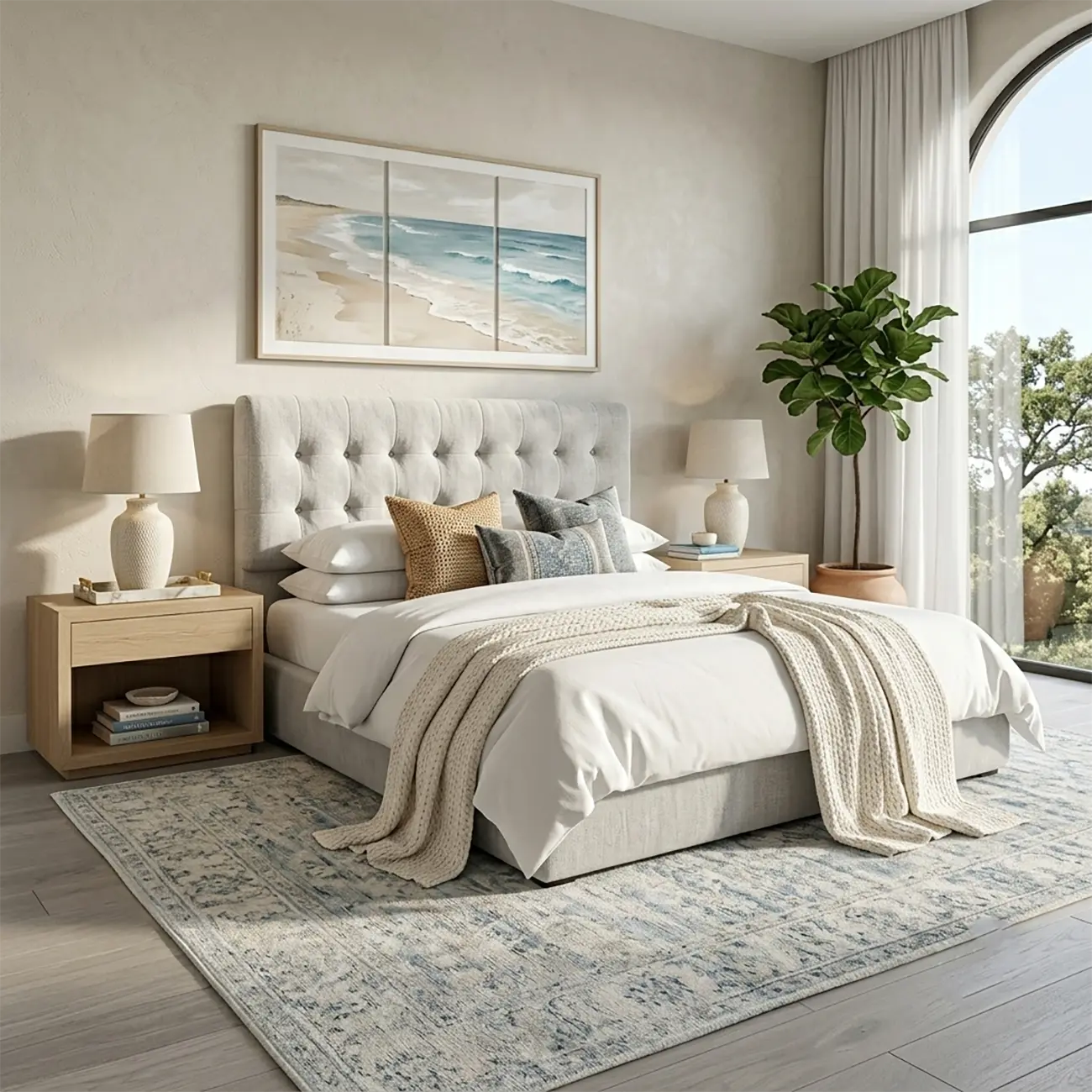 Zero Assembly Modern Tufted Chenille Upholstered Boneless Bed Image - 2 | homeyfad