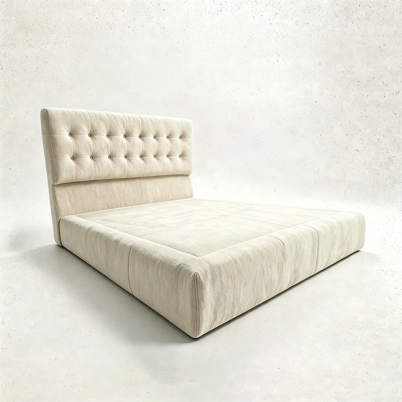 Zero Assembly Modern Tufted Chenille Upholstered Boneless Bed Image - 1 | homeyfad