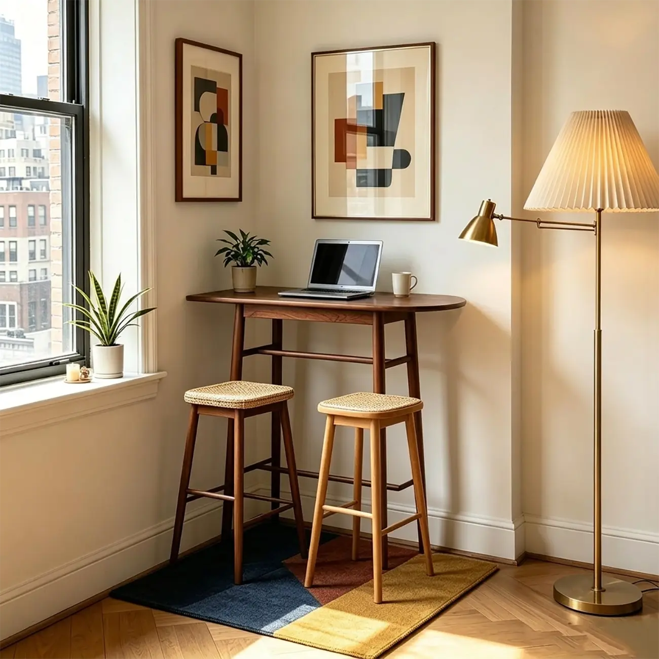 Mid-century Modern 43" Oval Solid Rubberwood Bar Table For Small Spaces Image - 4 | homeyfad
