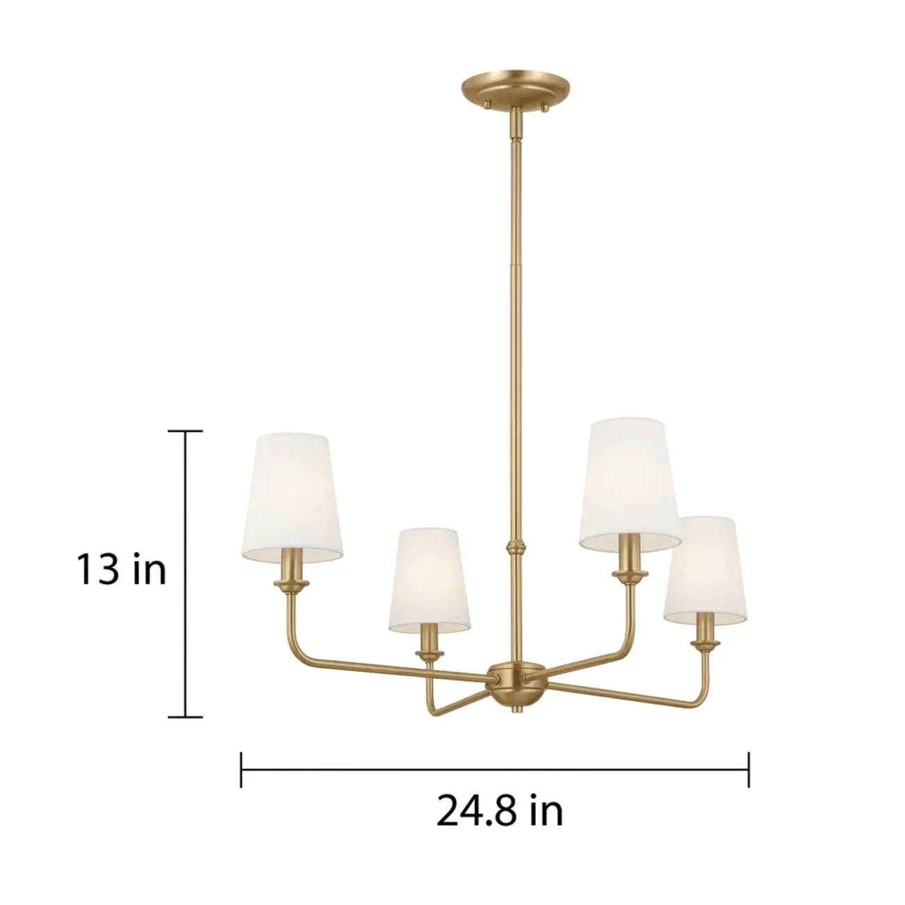 Modern Traditional Brass-Finish Chandelier with White Fabric Shades Image - 9 | homeyfad
