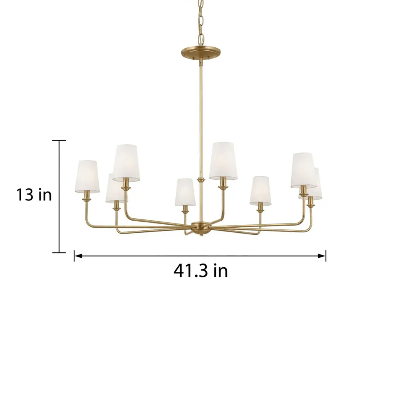 Modern Traditional Brass-Finish Chandelier with White Fabric Shades Image - 10 | homeyfad