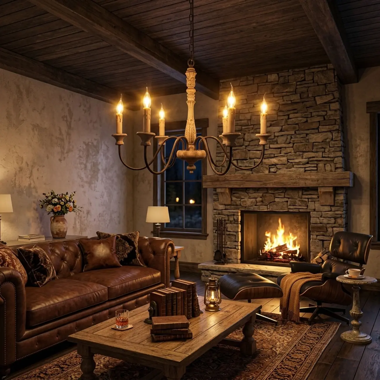 Farmhouse French Country 5-Light Distressed Wood Candle Chandelier Image - 3 | homeyfad