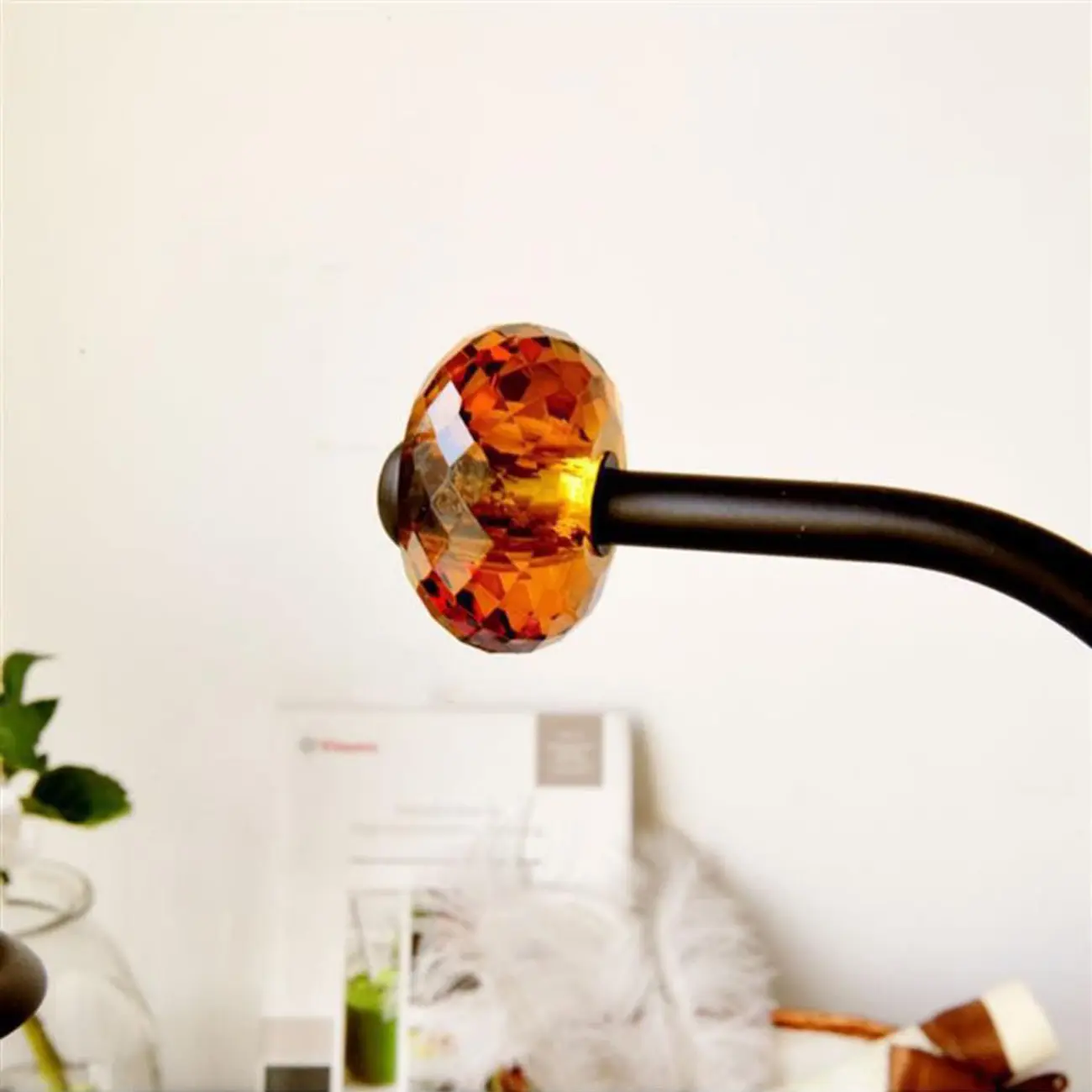 Scandinavian Modern Black Metal Chandelier with Amber Glass Spheres Image - 8 | homeyfad