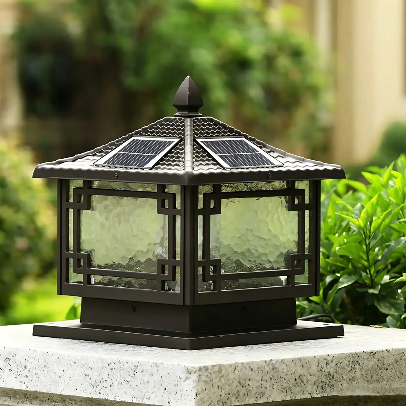 Oriental Traditional Black Solar Outdoor Post Lights Image - 2 | homeyfad