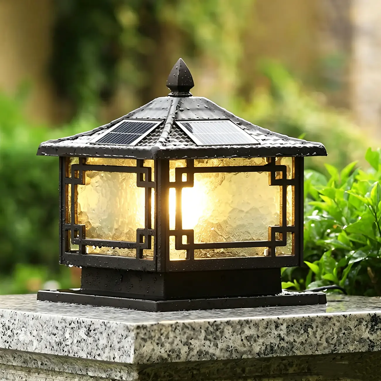 Oriental Traditional Black Solar Outdoor Post Lights Image - 3 | homeyfad