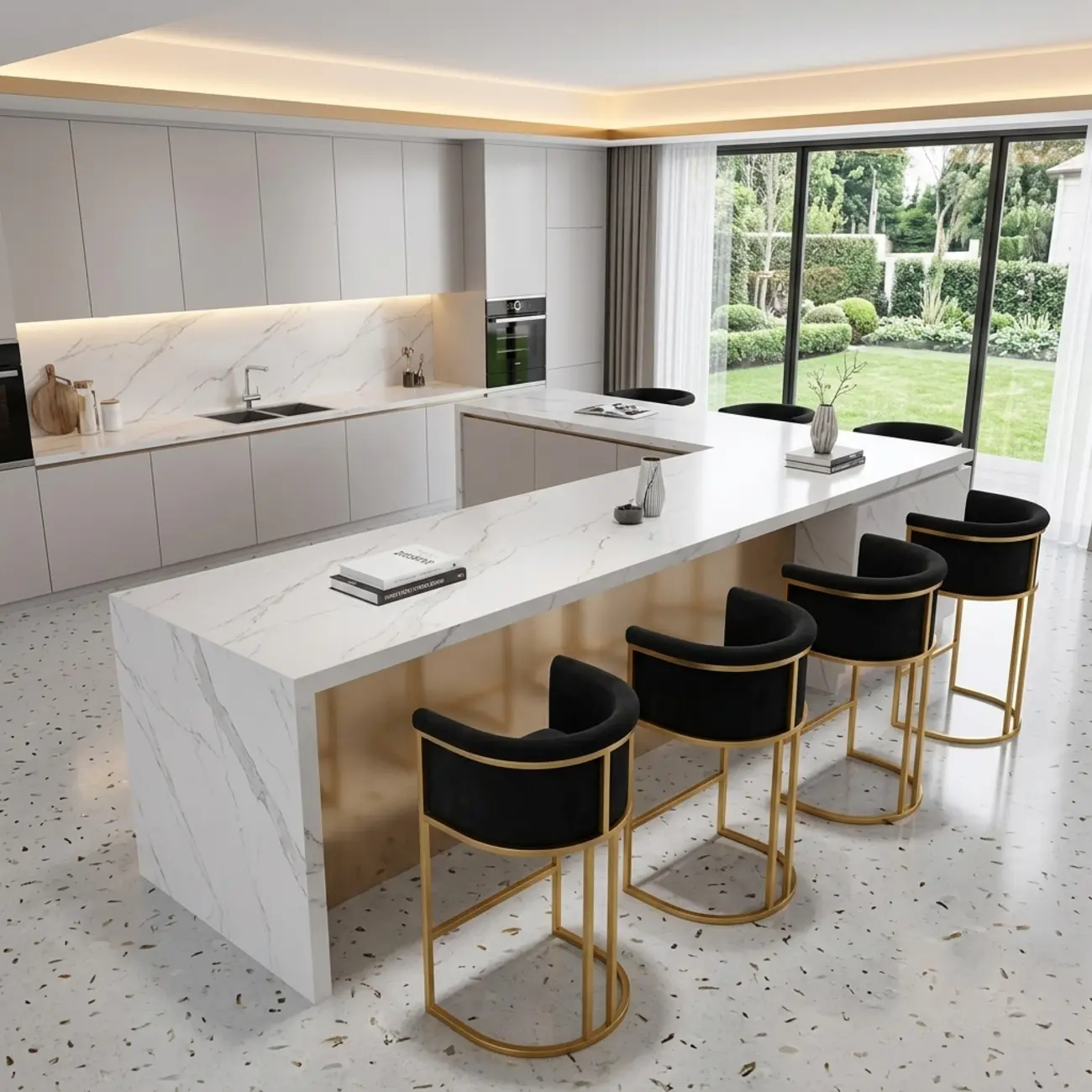 Glam Gold Sled Velvet Upholstered Bar Stool Image - 18 | homeyfad