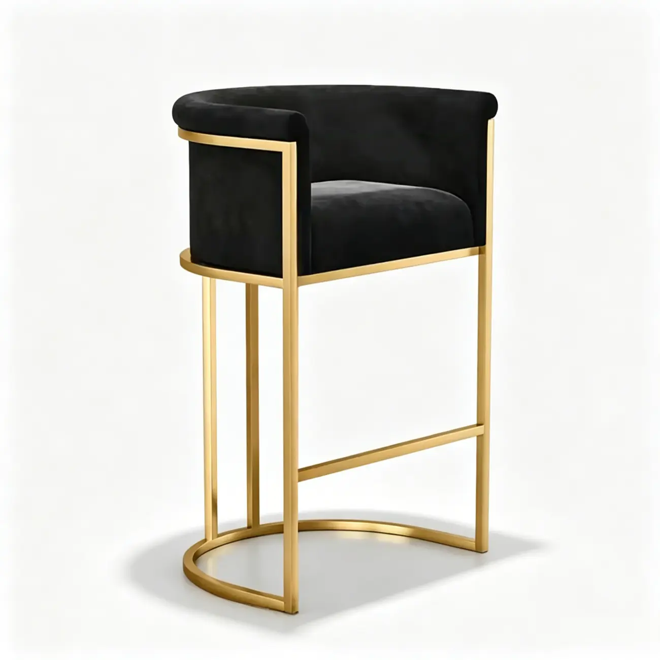 Glam Gold Sled Velvet Upholstered Bar Stool Image - 19 | homeyfad