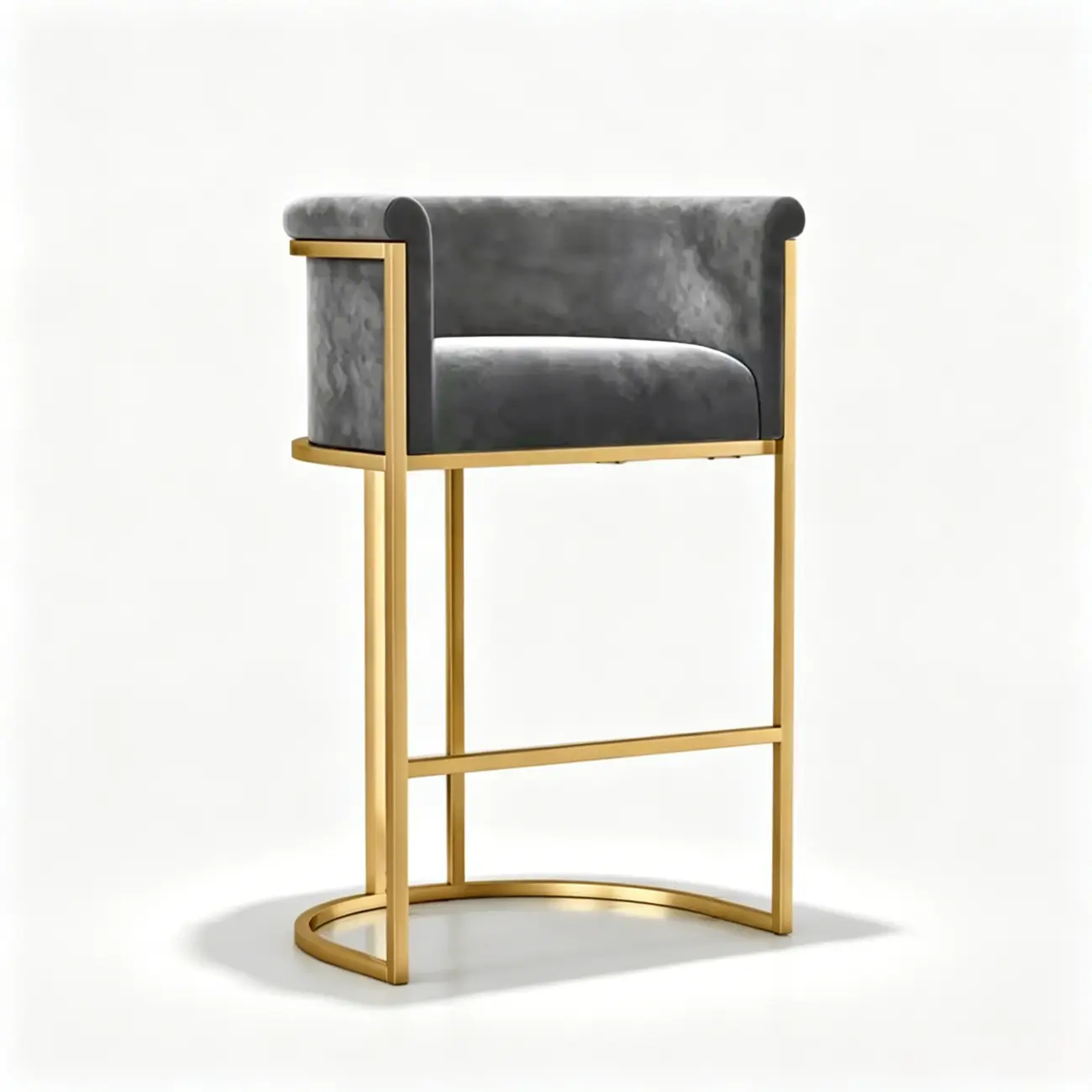 Glam Gold Sled Velvet Upholstered Bar Stool Image - 22 | homeyfad