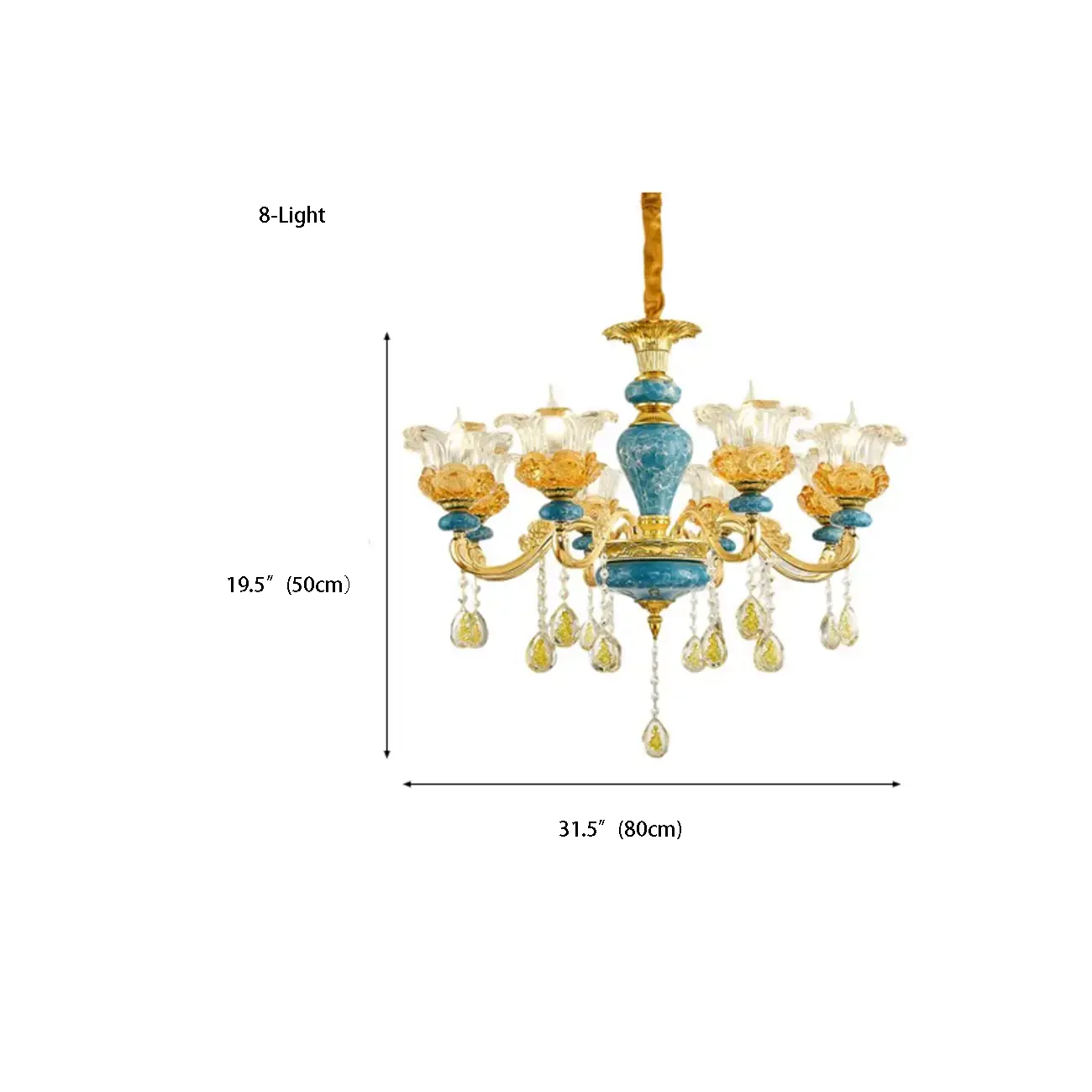 Large Luxury Brass Flower Shape Clear Glass Chandelier Image - 9 | homeyfad