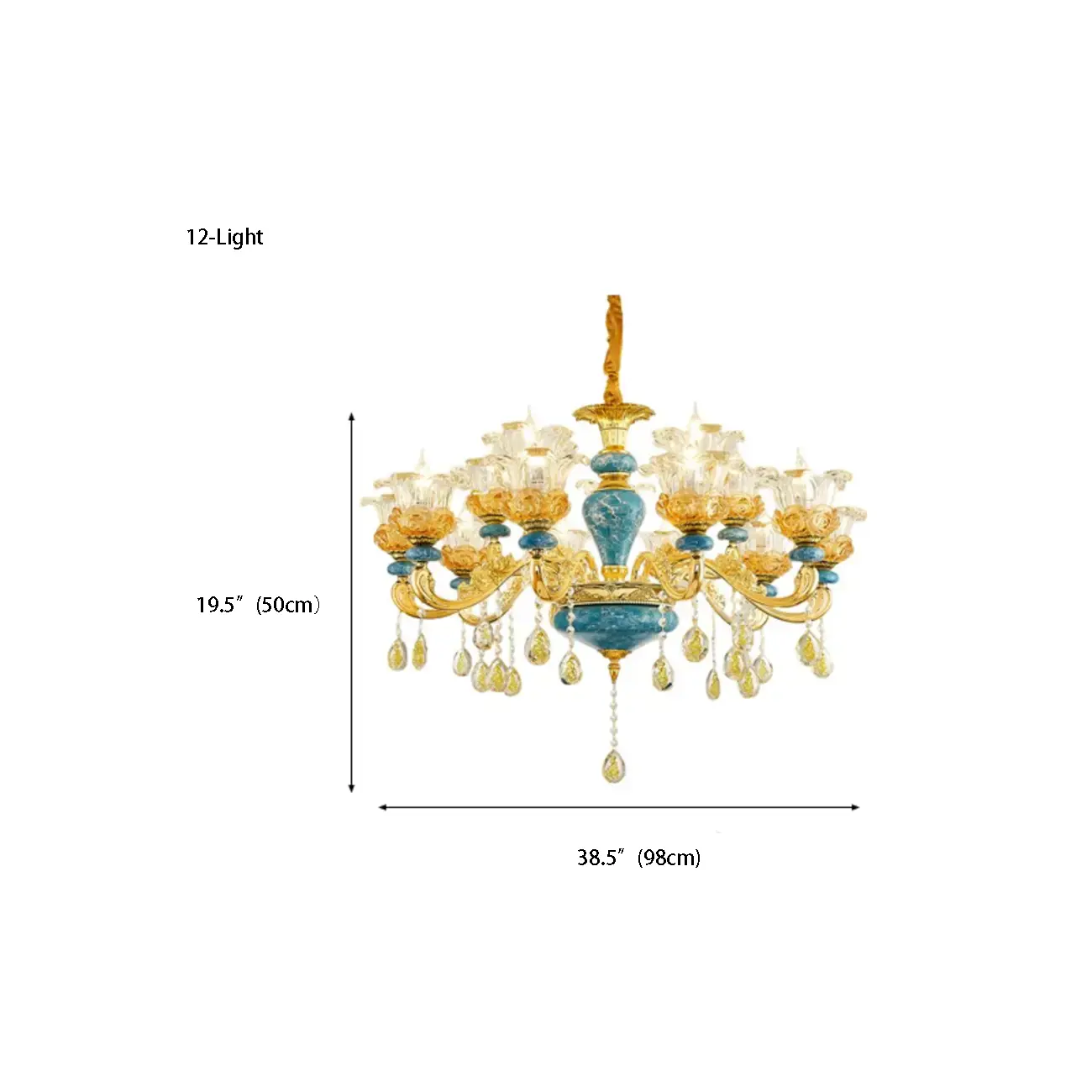Large Luxury Brass Flower Shape Clear Glass Chandelier Image - 11 | homeyfad