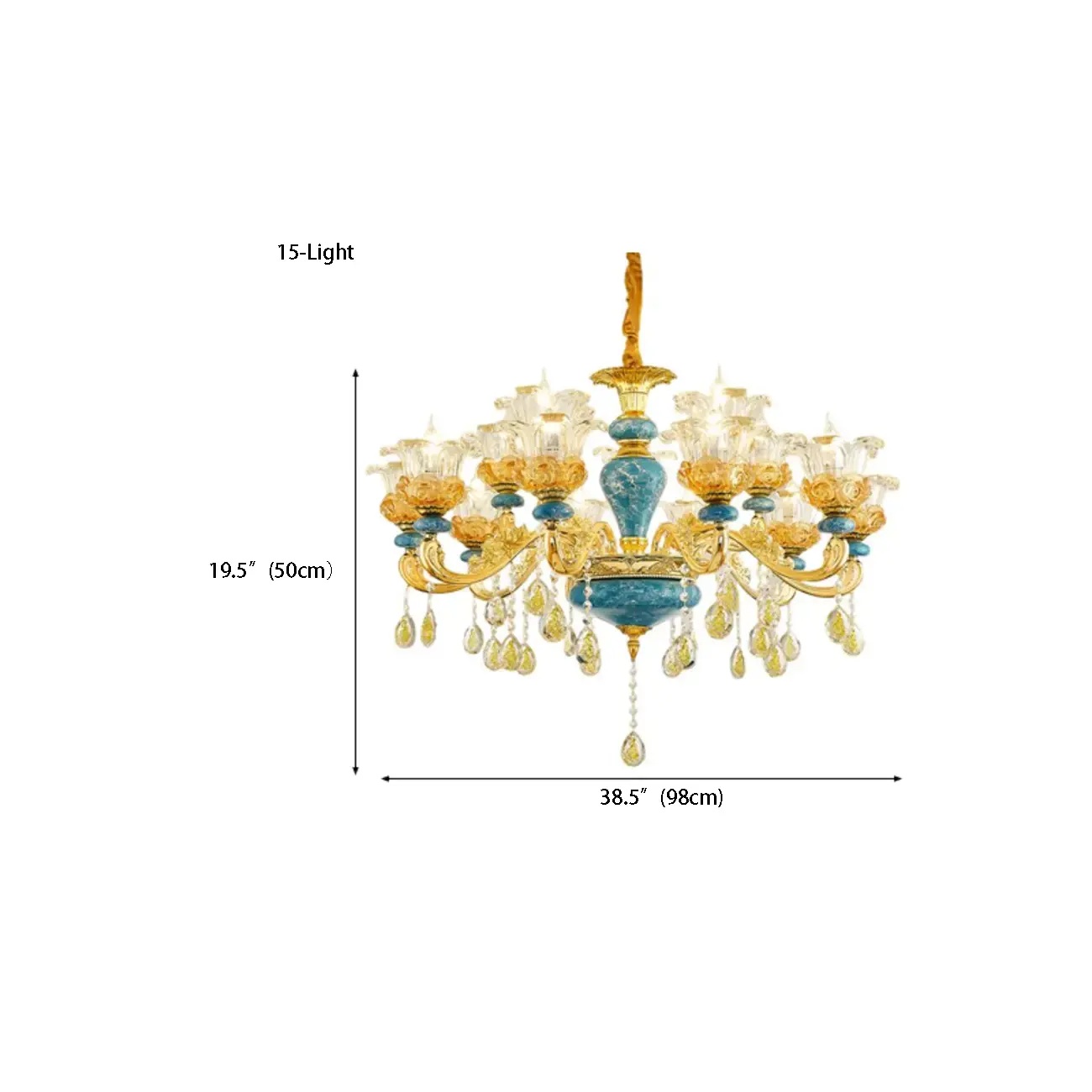 Large Luxury Brass Flower Shape Clear Glass Chandelier Image - 12 | homeyfad