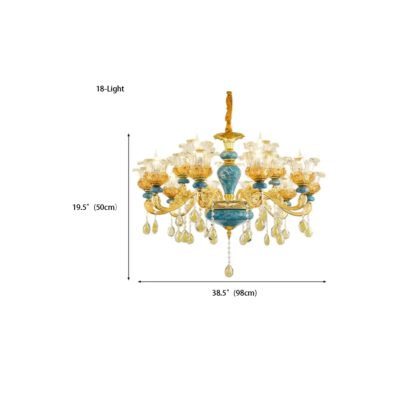 Large Luxury Brass Flower Shape Clear Glass Chandelier Image - 13 | homeyfad
