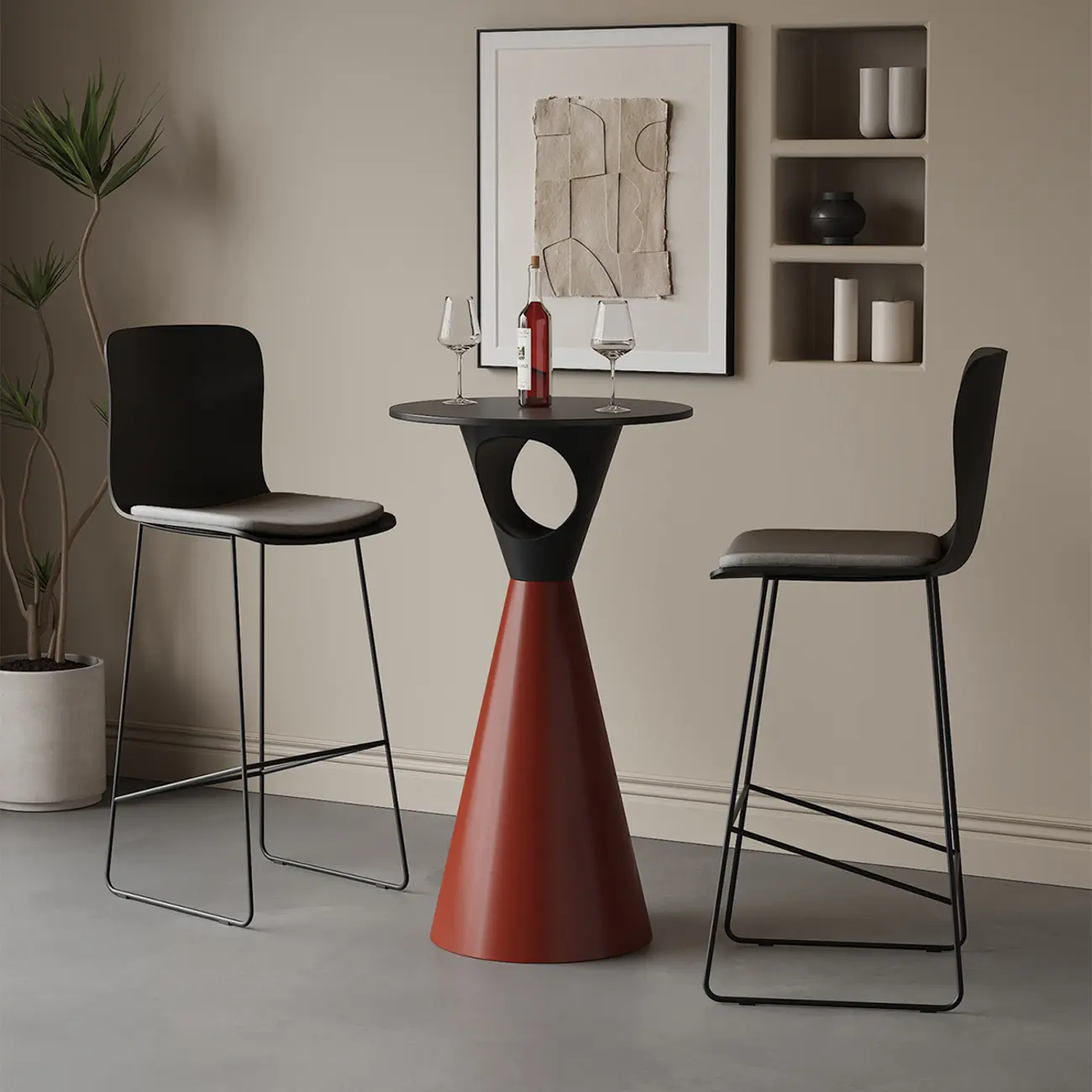 41.3" Modern Minimalist Round Metal Pedestal Bar Height Table Image - 1 | homeyfad