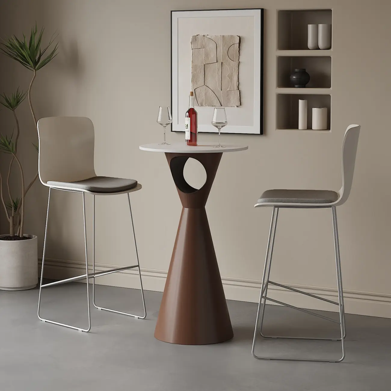41.3" Modern Minimalist Round Metal Pedestal Bar Height Table Image - 10 | homeyfad
