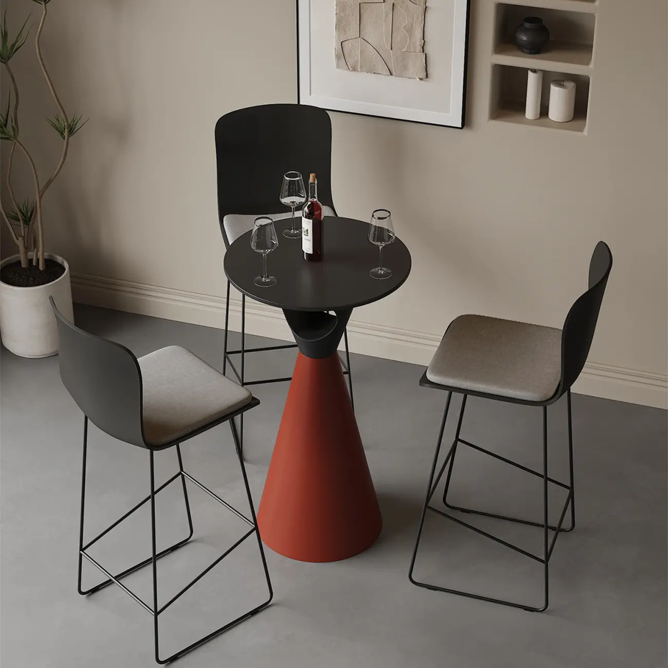 41.3" Modern Minimalist Round Metal Pedestal Bar Height Table Image - 9 | homeyfad