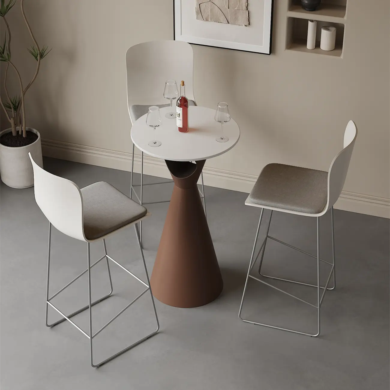 41.3" Modern Minimalist Round Metal Pedestal Bar Height Table Image - 11 | homeyfad