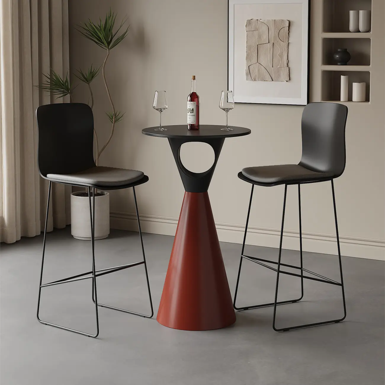 41.3" Modern Minimalist Round Metal Pedestal Bar Height Table Image - 12 | homeyfad