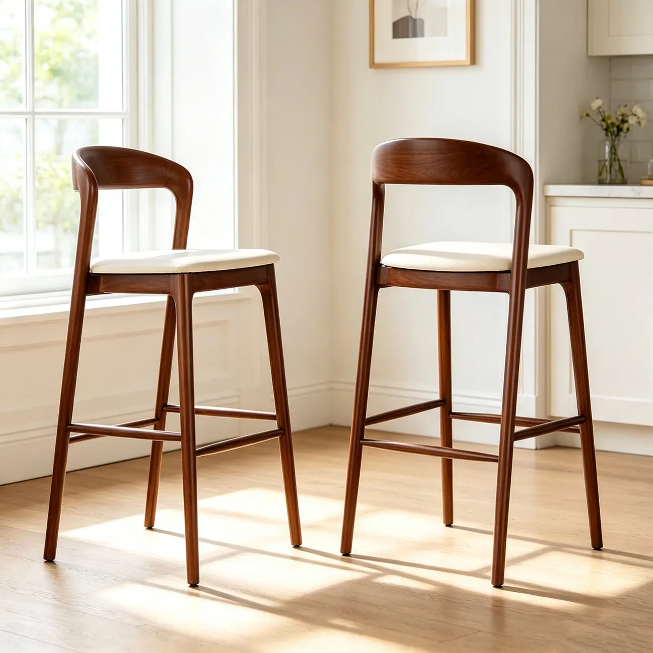 Counter Height Upholstered Armless Solid Wood Bar Stools Image - 1 | homeyfad