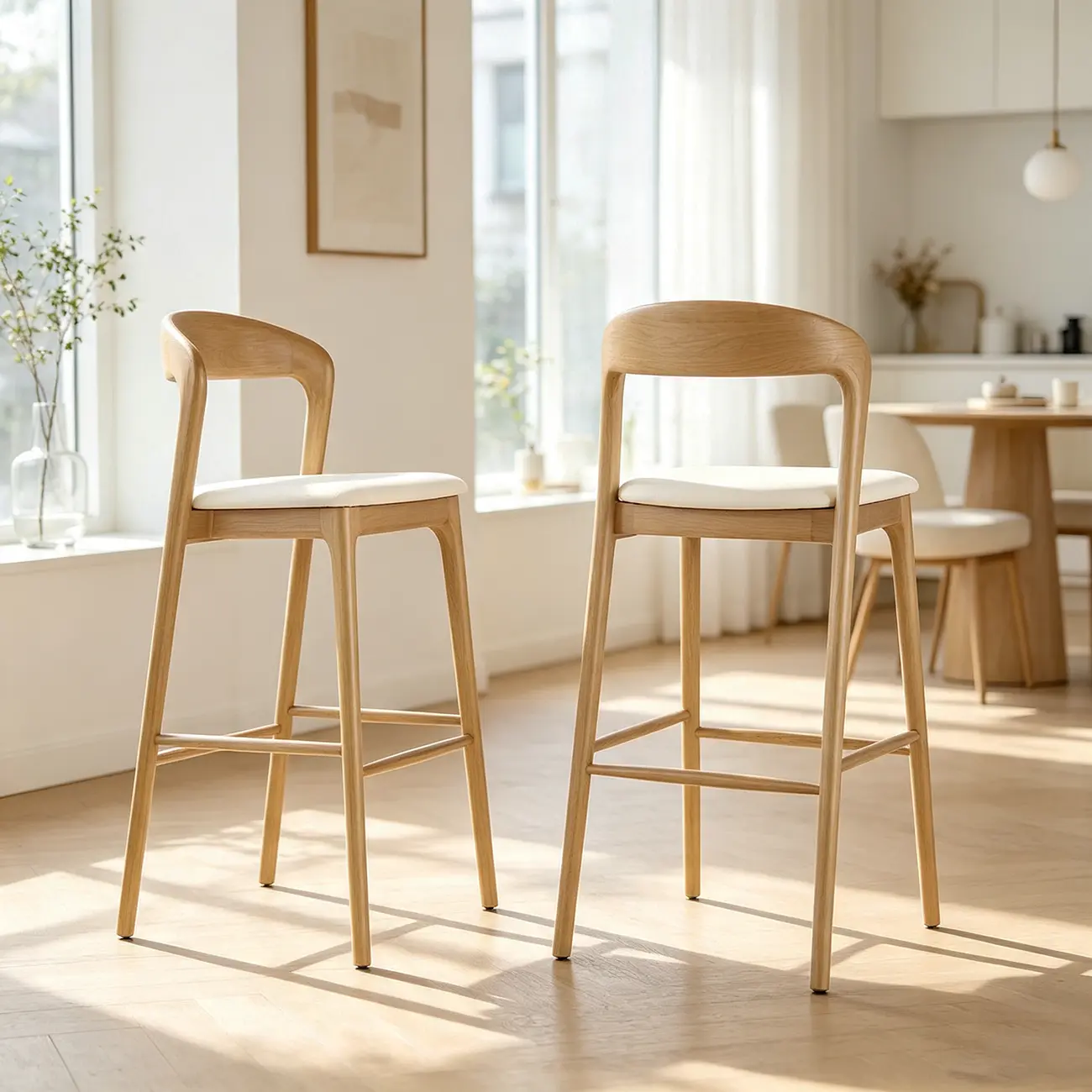 Counter Height Upholstered Armless Solid Wood Bar Stools Image - 2 | homeyfad